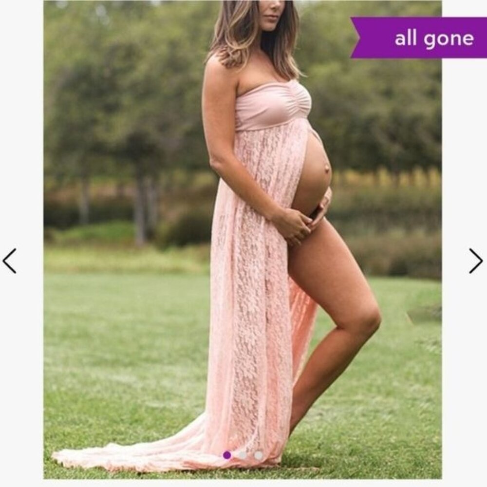 Pinkblush maternity maxi dress Pink Color Lace Open Photoshoot Size Large New - Picture 13 of 13